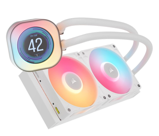 CORSAIR iCUE LINK TITAN 240 RX LCD White 2x120mm - 1286802 - zdjęcie 2